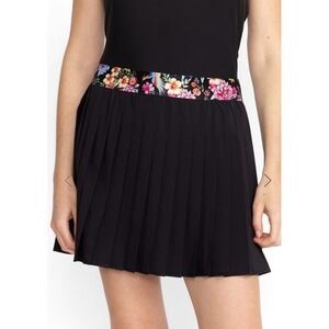 Johnny Was Bee Active Womens Skort Skirt XL Floral Pleated Black tennis golf NWT